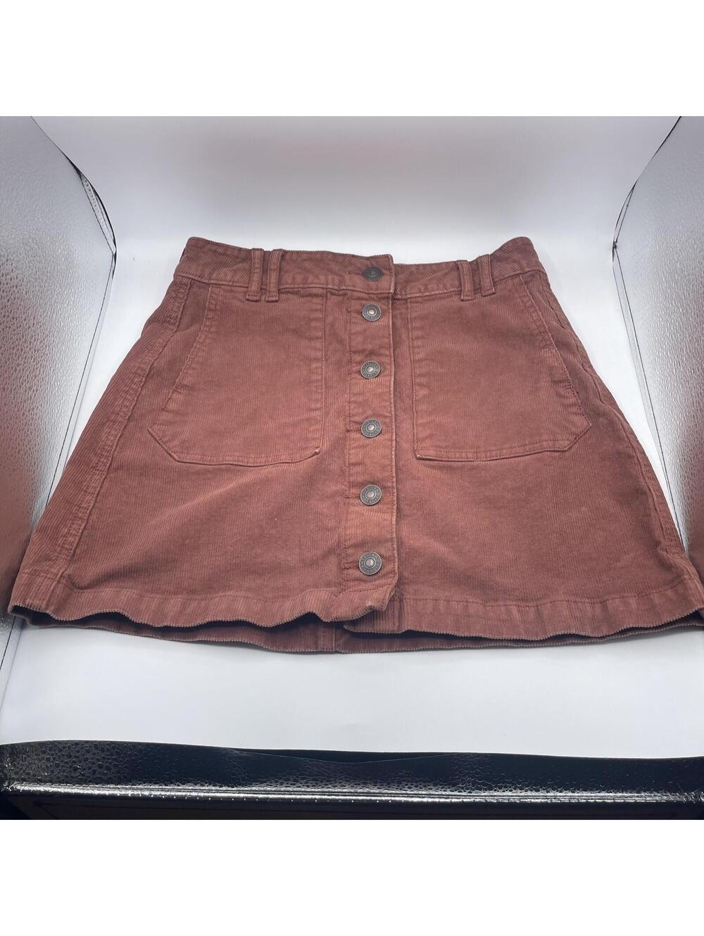 American Eagle Skirt Womens Size 10 Brown Corduroy Super High Rise Y2K